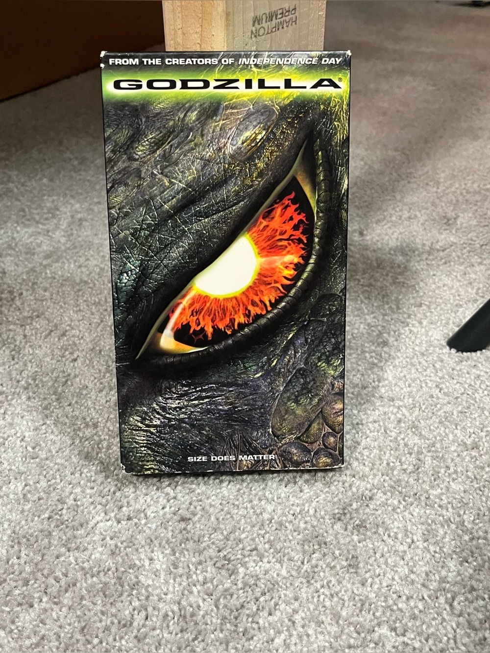 Godzilla VHS 1998 Full Screen Embossed Cover PG13 EUC Tested And Working